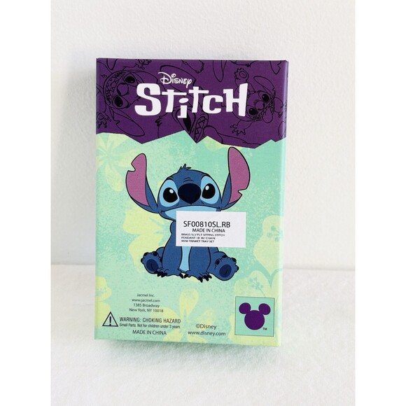 Disney Stitch Fine Silver Plated Necklace & Trinket Tray Set Brand New - Picture 7 of 7